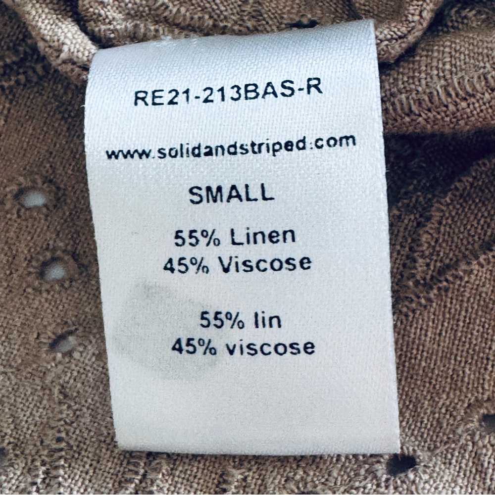 Solid & Striped Harlow Cropped Linen Blend Shirt Sand Size Small - Picture 9 of 10